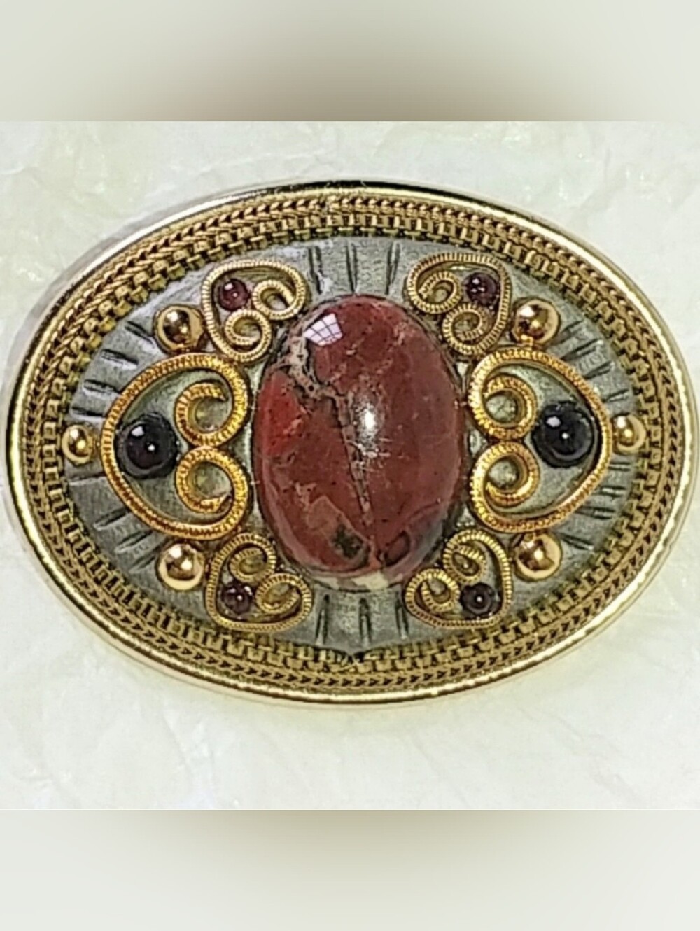 MICHAL GOLAN JASPER & GARNET BROOCH PIN PENDANT